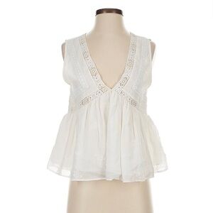 Zara Cream Lace Detail Sleeveless Blouse